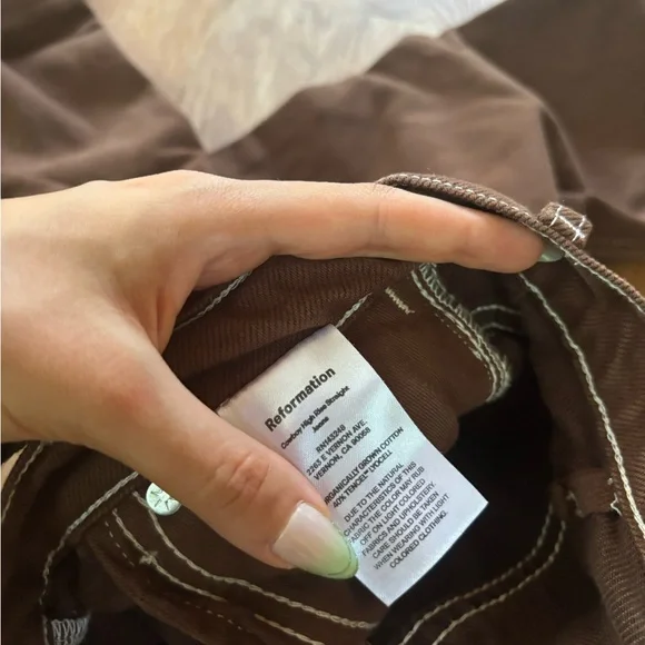 Reformation straight legged high waisted brown jeans size 25 - Picture 4 of 9